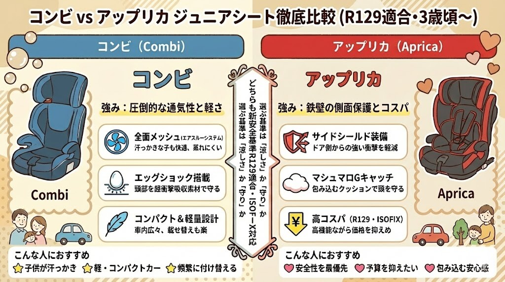 コンビ
アップリカ
ジュニアシート
比較