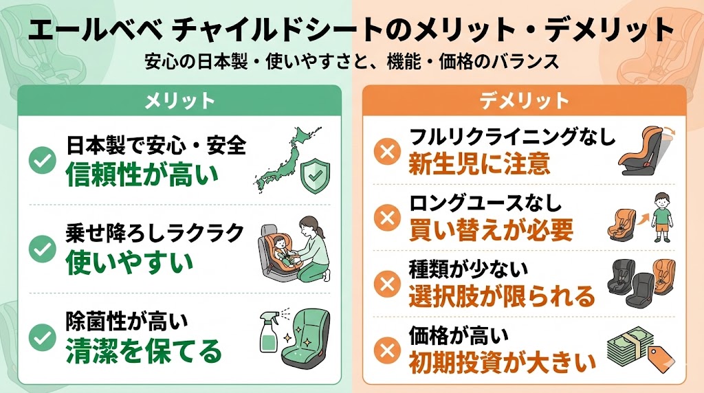 エールベベ
メリット
デメリット
チャイルドシート