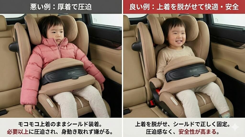 厚着時のインパクトシールド使用
