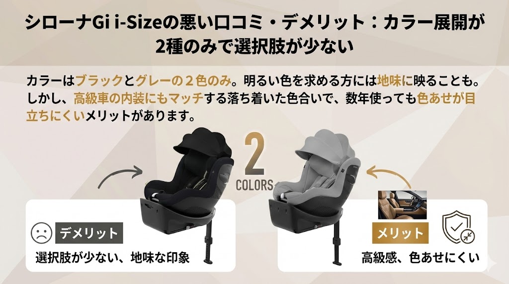 サイベックス 
シローナGi i-Size
口コミ
悪い
カラーバリエーション