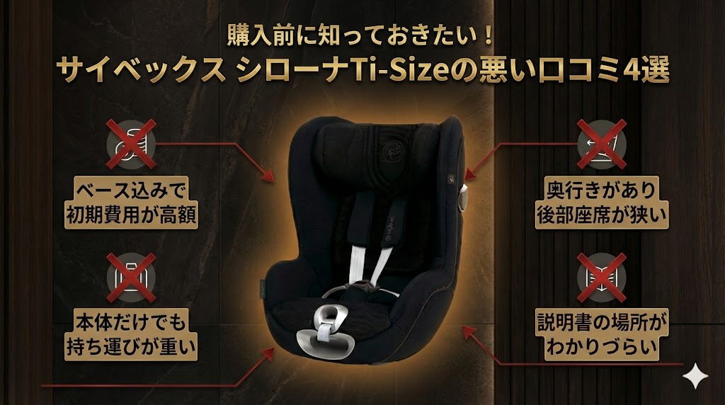 サイベックス
シローナT i-Size
口コミ
悪い