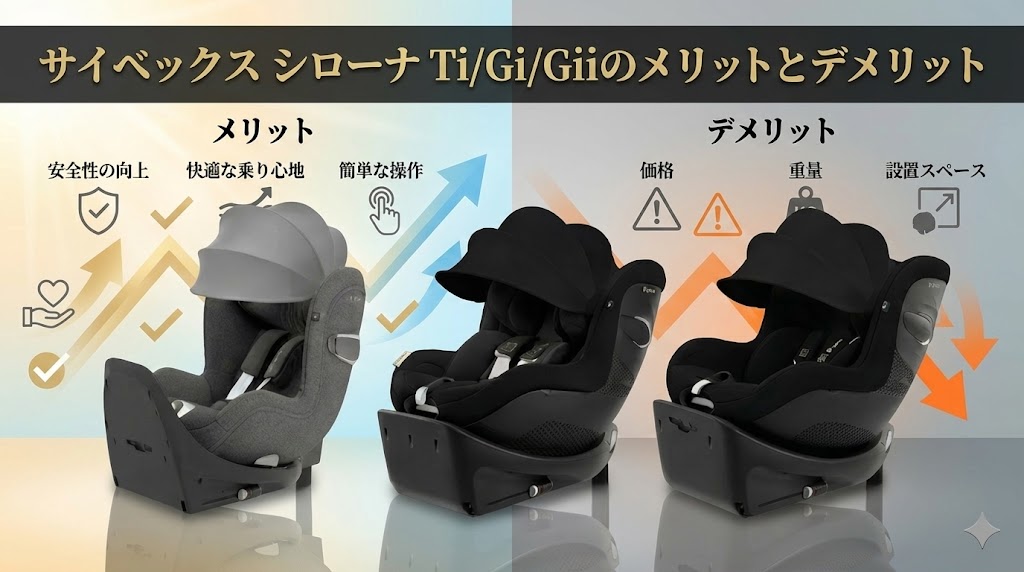 シローナT i-Size
シローナ G i-Size
シローナ Gi i-Size
比較
メリット
デメリット