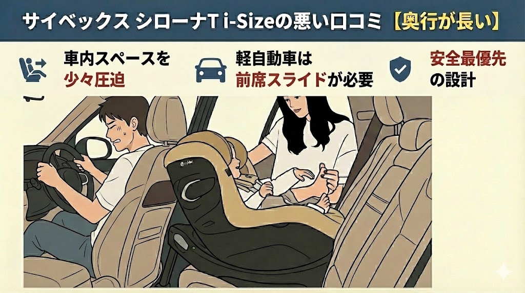 サイベックス
シローナT i-Size
口コミ
悪い
奥行が長い