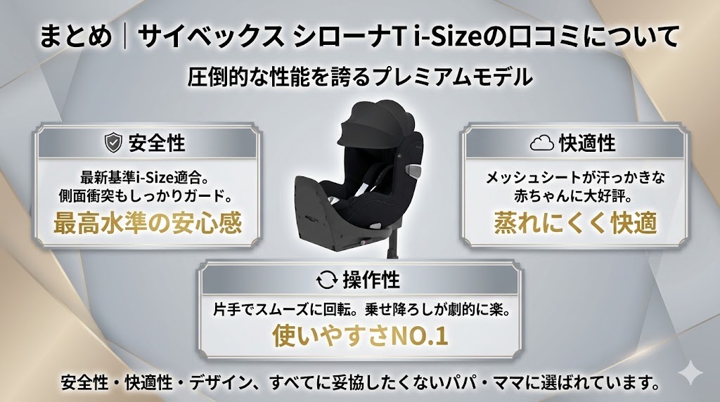 サイベックス
シローナT i-Size
口コミ
まとめ