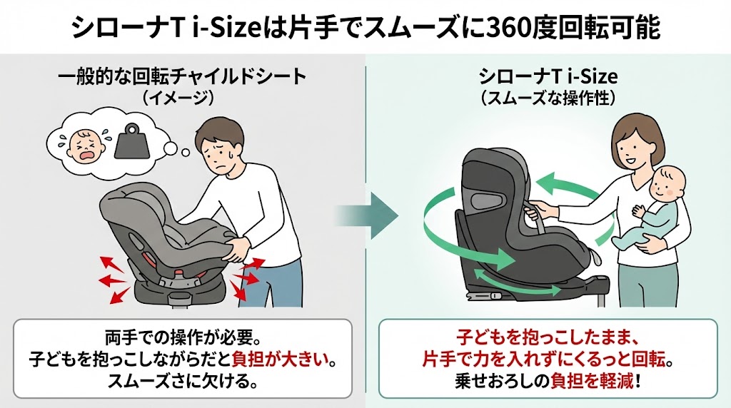 シローナT i-Size
シローナ G i-Size
シローナ Gi i-Size
比較
違い
360度回転