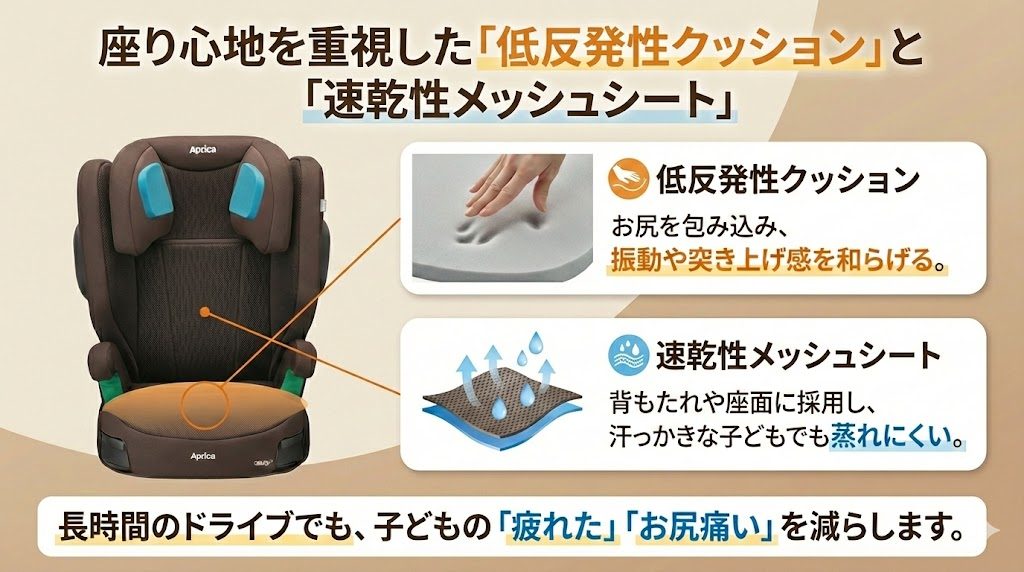 ライドクルーISOFIX AC
ライドクルーISOFIX AB
快適性