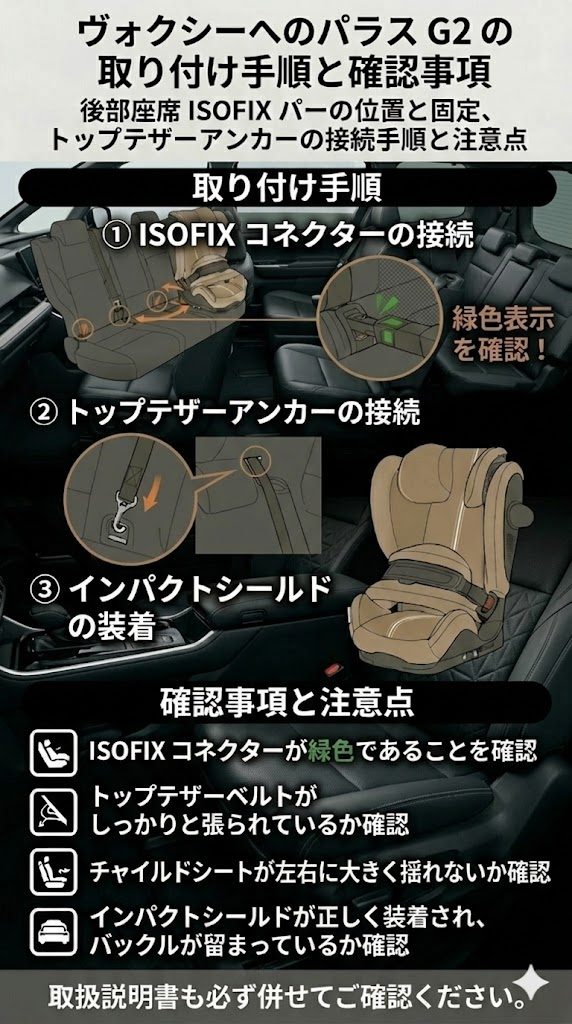 パラスG2
ヴォクシー
取り付け手順
ISOFIX