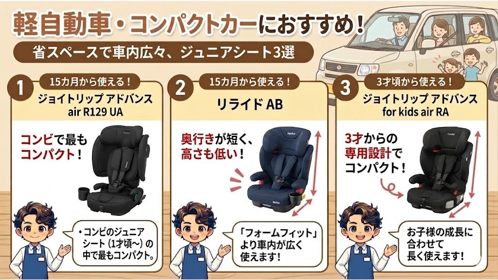 軽自動車
コンパクトカー
おすすめ
ジュニアシート