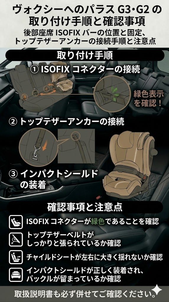 パラスG3・G2
ヴォクシー
取り付け手順
ISOFIX