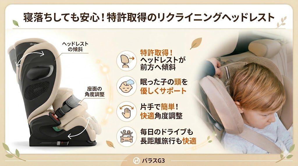 サイベックス
パラスg3
リクライニングヘッドレスト
寝落ち