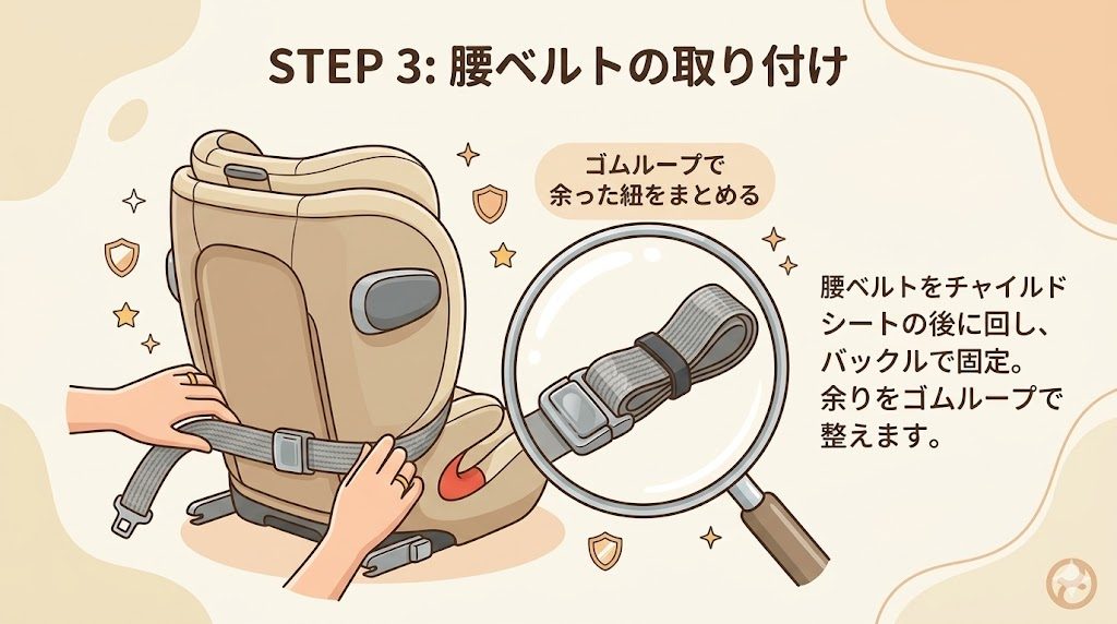 エアラブ5
パラスg3
ステップ3
腰ベルト
バックル固定