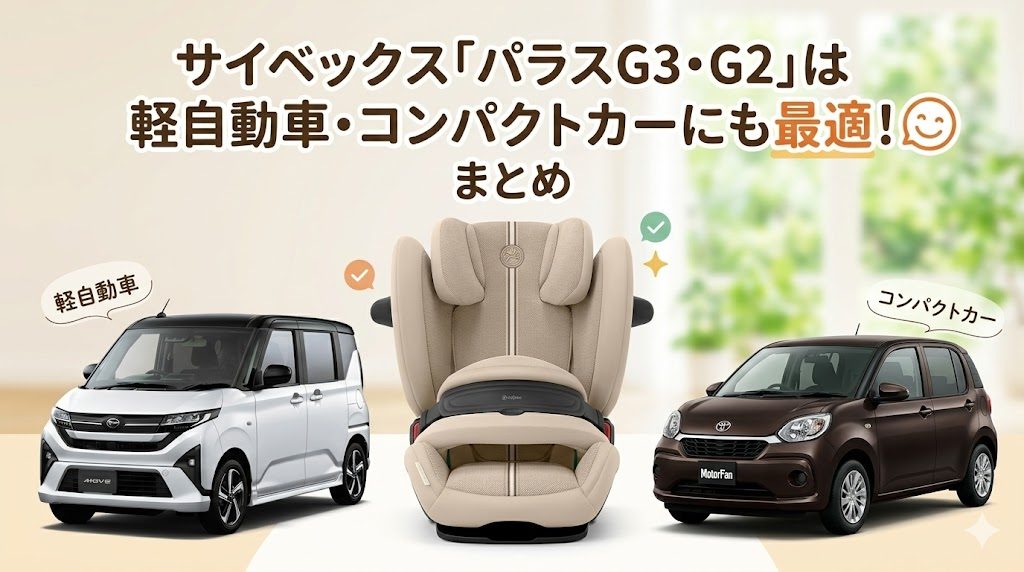 サイベックス
パラスg3
パラスg2
軽自動車・コンパクトカー
適合
まとめ