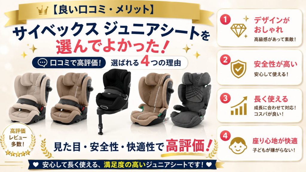 サイベックス
ジュニアシート
良い口コミ
メリット