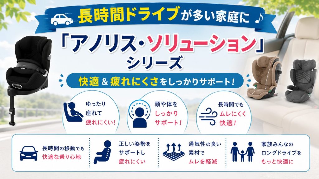 サイベックス
ジュニアシート
長時間ドライブ
アノリス
ソリューション